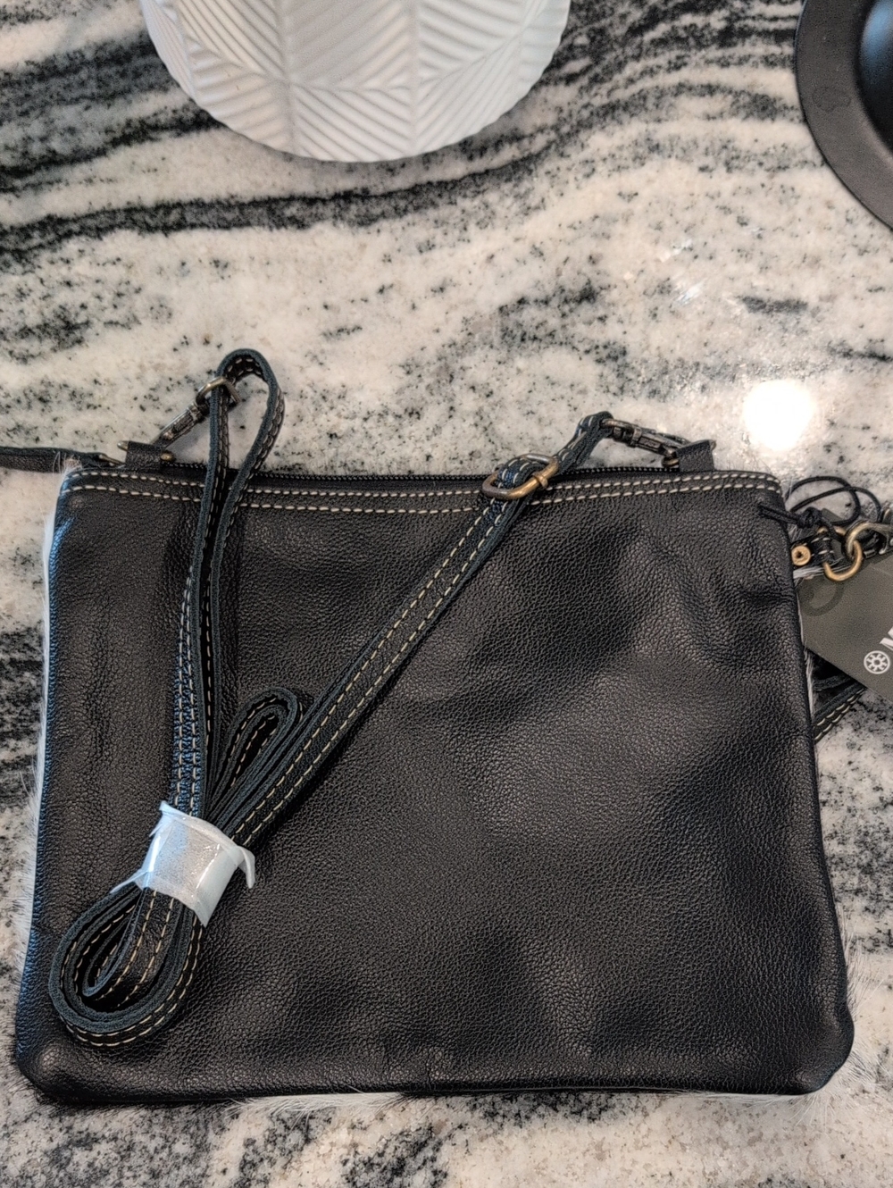 Myra Black & White Calf Hair Wristlet Crossbody Bag - Picture 3 of 5